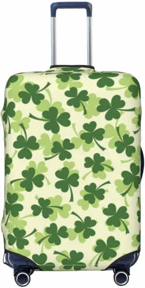 Travel Luggage Cover Suitcase Elastic Washable Stretch St Patrick Clover Leaves Suitcase Protector Bag,Anti-Scratch Spandex Double-Sided Baggage Covers For Wheeled Suitcase Kid Adult