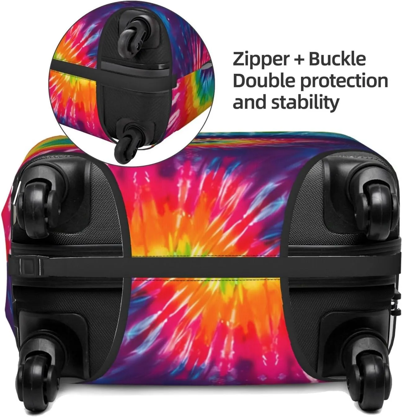 Travel Luggage Cover Suitcase Elastic Washable Stretch Swirl Tie Dye Suitcase Protector Bag,Anti-Scratch Spandex Double-Sided Baggage Covers For Wheeled Suitcase Kid Adult