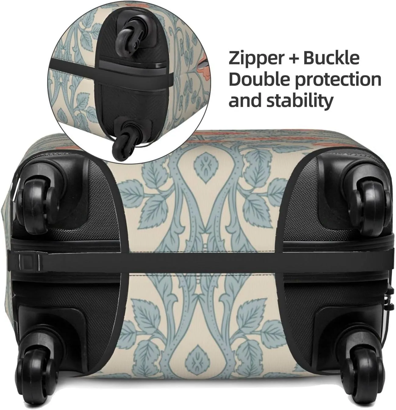 Travel Luggage Cover Suitcase Elastic Washable Stretch Vintage Flowers Suitcase Protector Bag,Anti-Scratch Dust-Proof With Zipper Closure