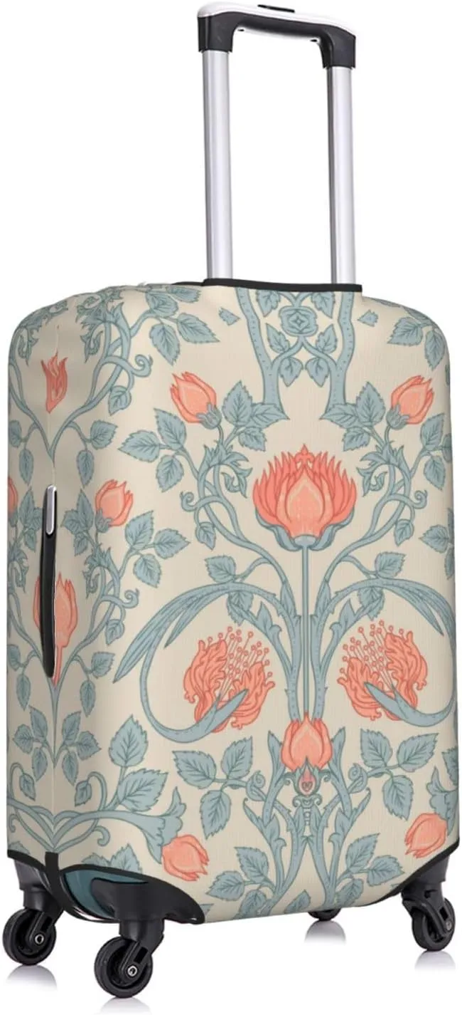 Travel Luggage Cover Suitcase Elastic Washable Stretch Vintage Flowers Suitcase Protector Bag,Anti-Scratch Dust-Proof With Zipper Closure