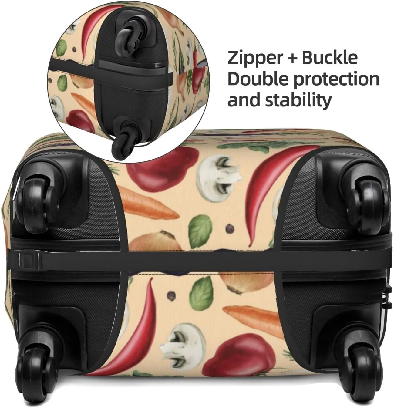 Travel Luggage Cover Suitcase Elastic Washable Stretch Watercolor Vegetables And Spices Suitcase Protector Bag,Anti-Scratch Dust-Proof With Zipper Closure