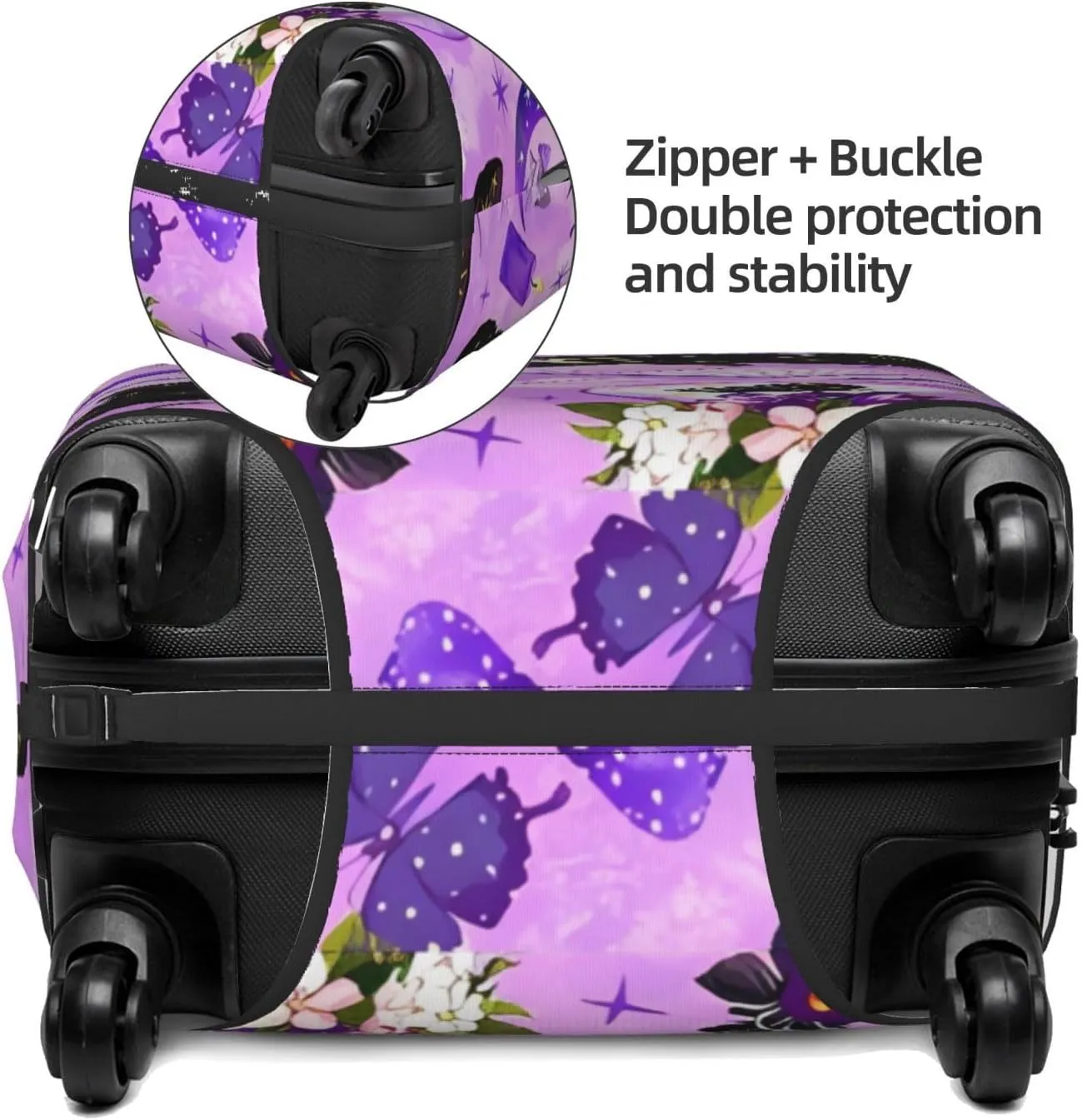 Travel Luggage Cover Suitcase Elastic Washable Stretch Witchcraft Magical Witch Cats Stars Moon Suitcase Protector Bag,Anti-Scratch Dust-Proof With Zipper Closure