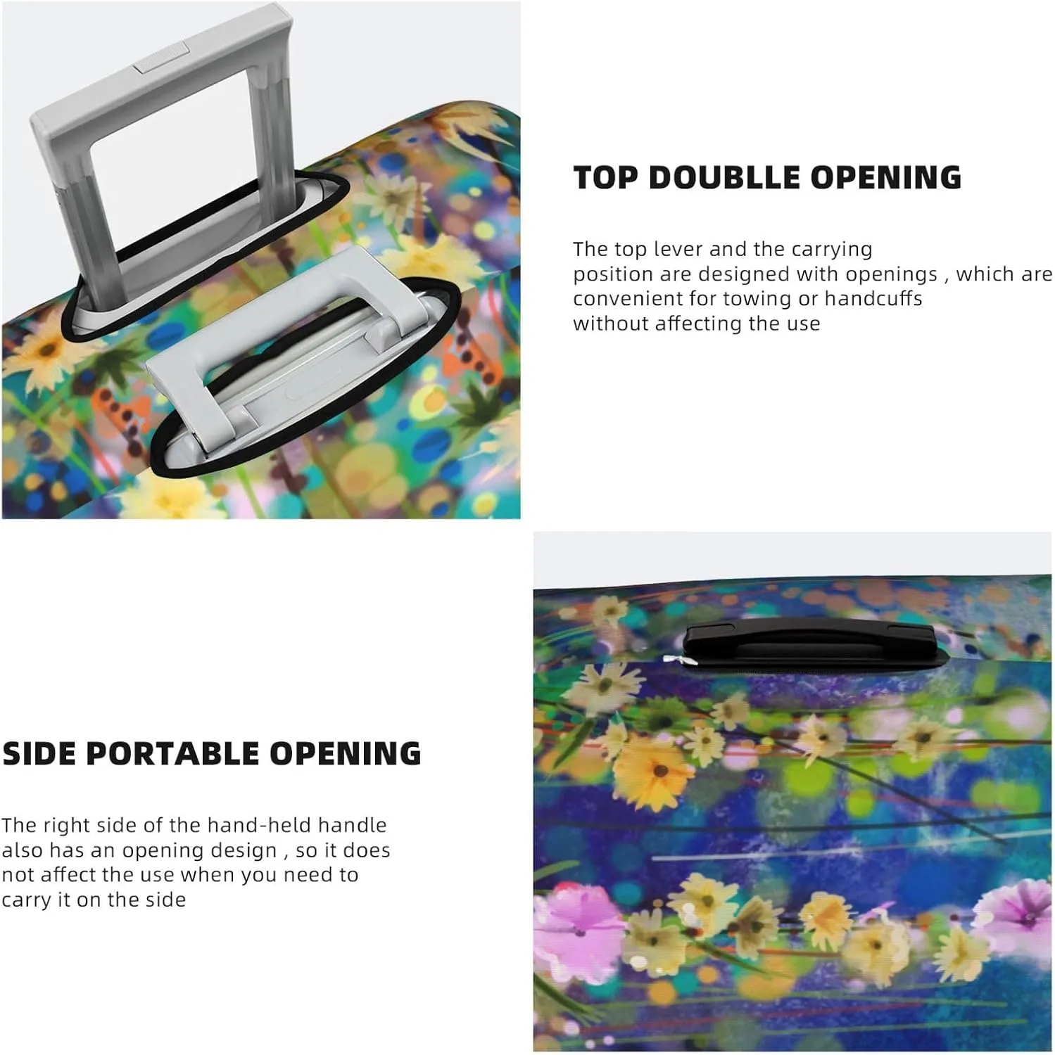 Travel Luggage Cover Suitcase Protector, Abstract Spring Flower Watercolor Suitcase Cover Washable Elastic Anti-scratch Luggage Cover with Concealed Zipper for Wheeled Suitcase Fits 22-24 Inch Luggage