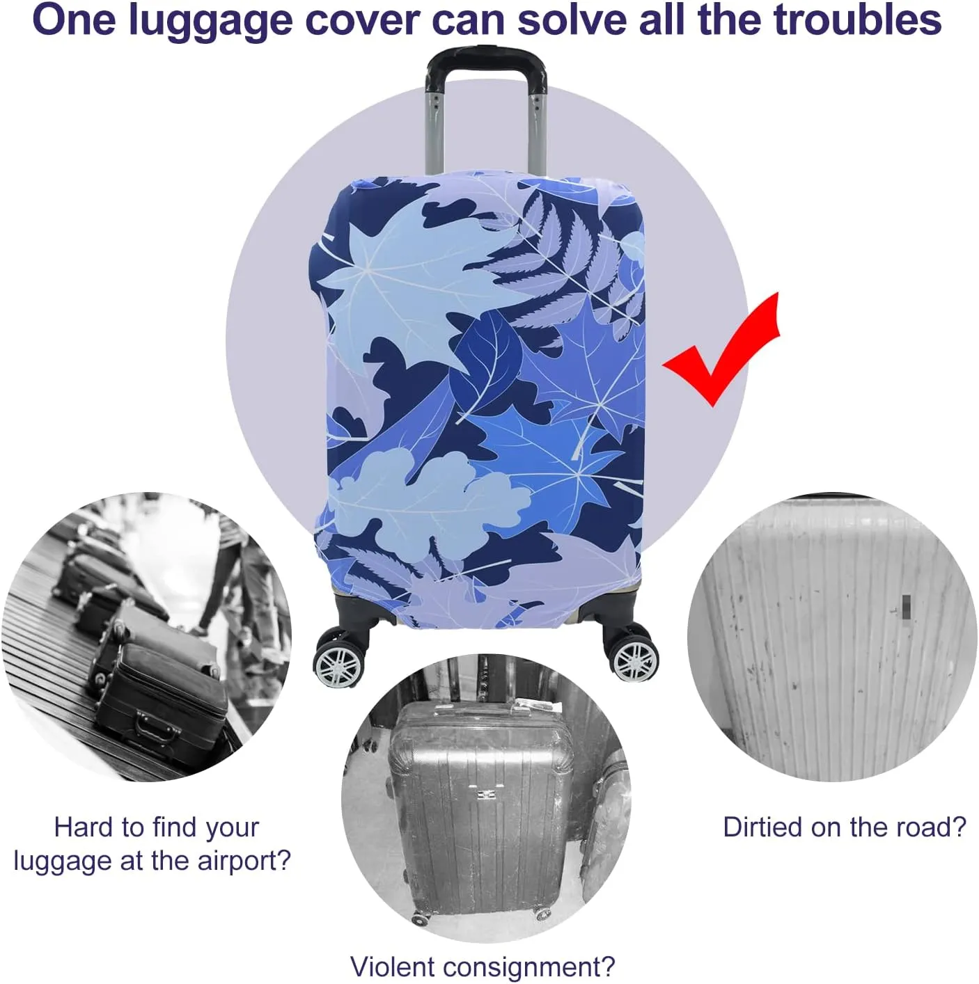Travel Luggage Cover, Suitcase Protector Bag Fits 22-24 Inch Luggage Bluemaple