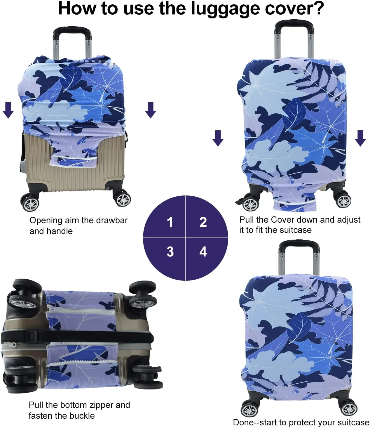 Travel Luggage Cover, Suitcase Protector Bag Fits 22-24 Inch Luggage Bluemaple