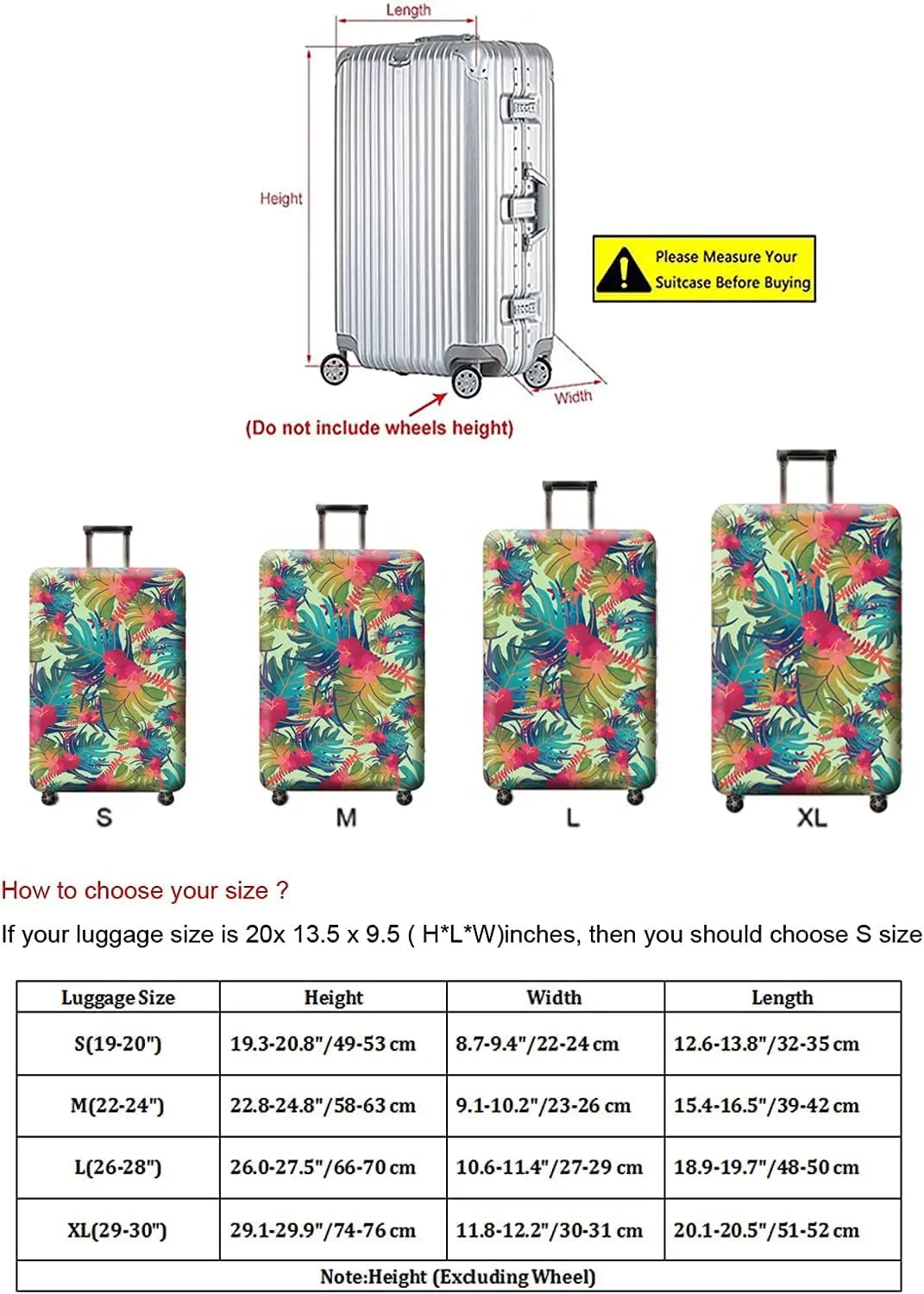Travel Luggage Cover, Suitcase Protector Bag Fits 22-24 Inch Luggage Colorfulmaple