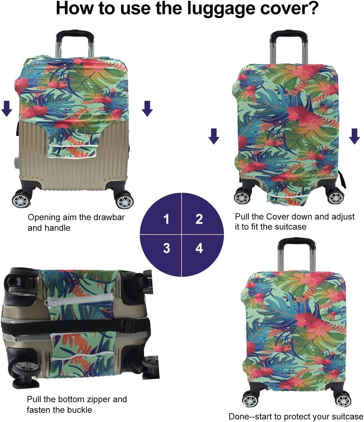 Travel Luggage Cover, Suitcase Protector Bag Fits 22-24 Inch Luggage Colorfulmaple