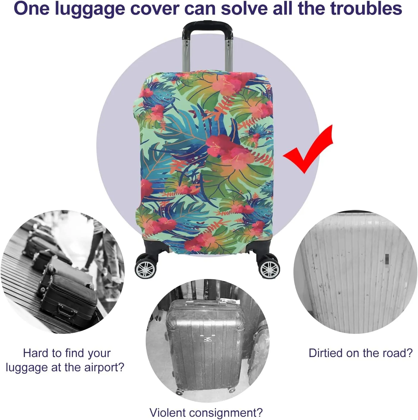 Travel Luggage Cover, Suitcase Protector Bag Fits 22-24 Inch Luggage Colorfulmaple