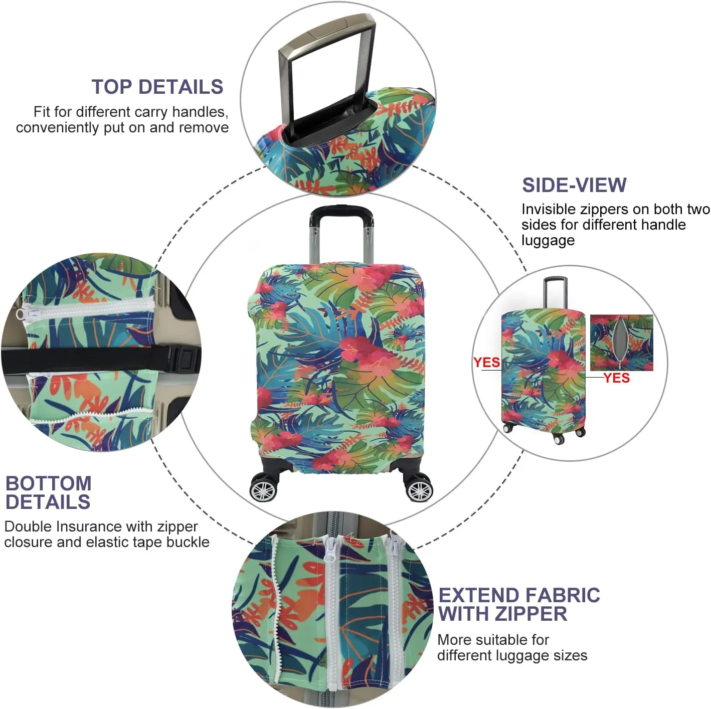 Travel Luggage Cover, Suitcase Protector Bag Fits 22-24 Inch Luggage Colorfulmaple
