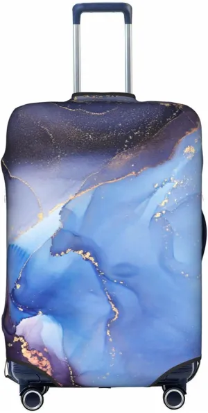 Travel Luggage Cover Suitcase Protector Fits 22-24 Inch Luggage, Blue Purple Marble Elastic Washable Stretchy Anti-scratch Baggage Cover with Concealed Zipper for Wheeled Suitcase Travel Accessories