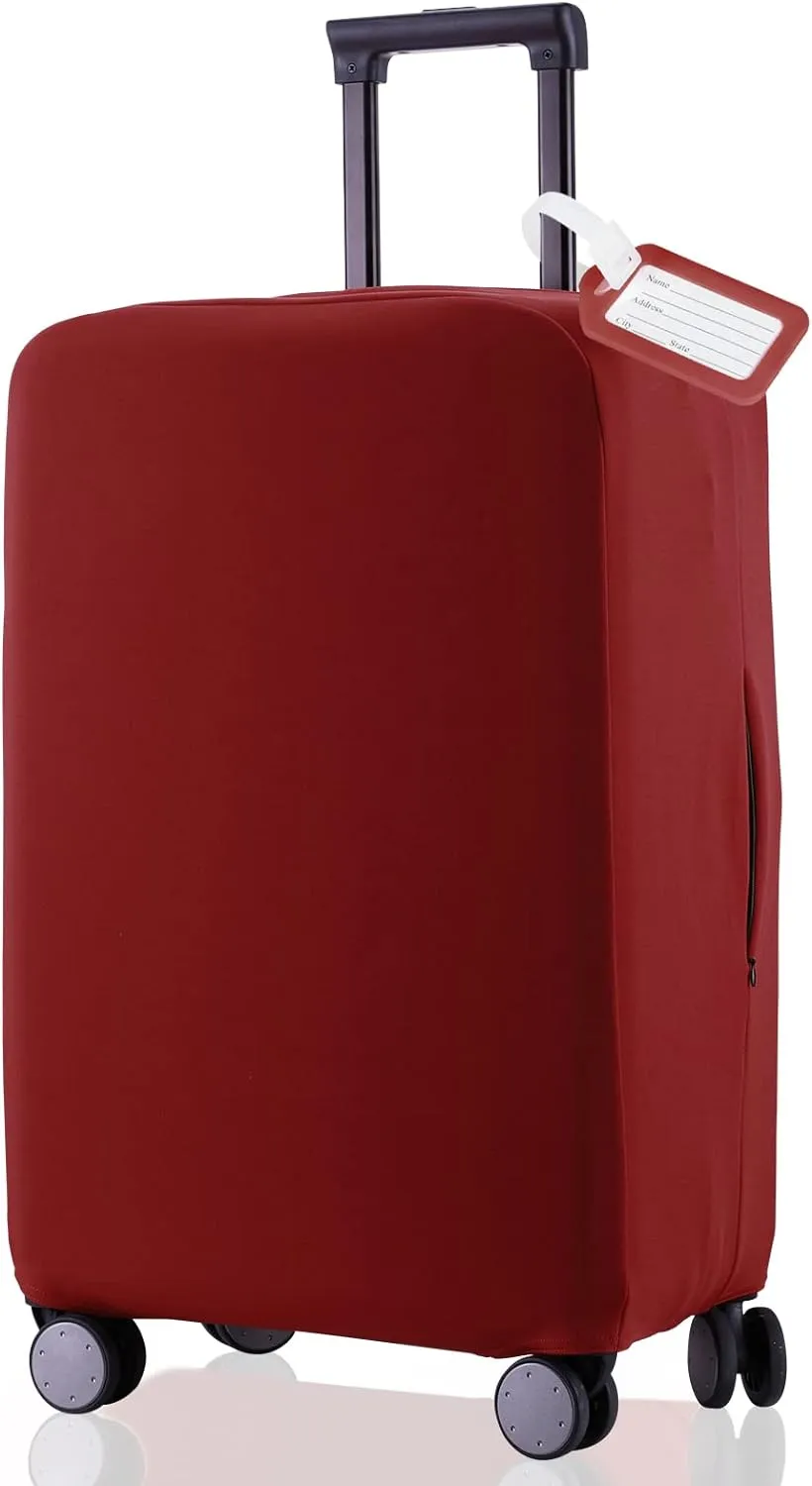 Travel Luggage Cover Suitcase Protector Scratch-Resistant Fit 19-31 Inch Suitcase, Not Included Suitcase (Claret, S(19-21 inch))
