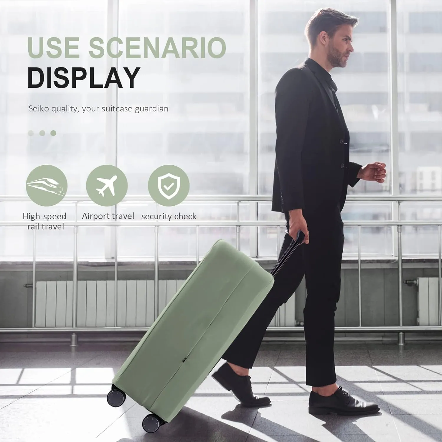 Travel Luggage Cover Suitcase Protector Scratch-Resistant Fit 19-31 Inch Suitcase, Not Included Suitcase (Cyan, S(19-21 inch))
