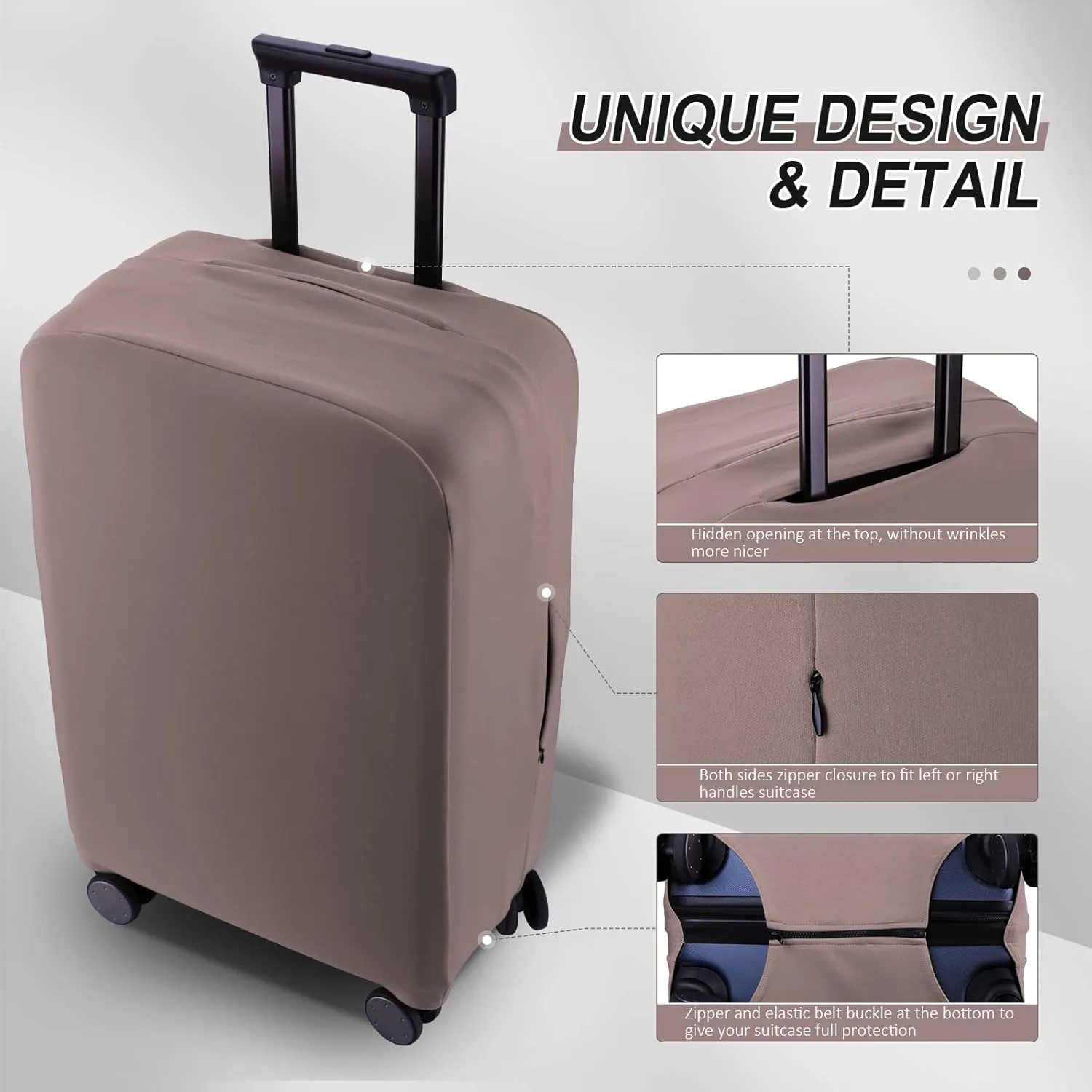 Travel Luggage Cover Suitcase Protector Scratch-Resistant Fit 19-31 Inch Suitcase, Not Included Suitcase (Khaki, 2XL(30-31 inch))