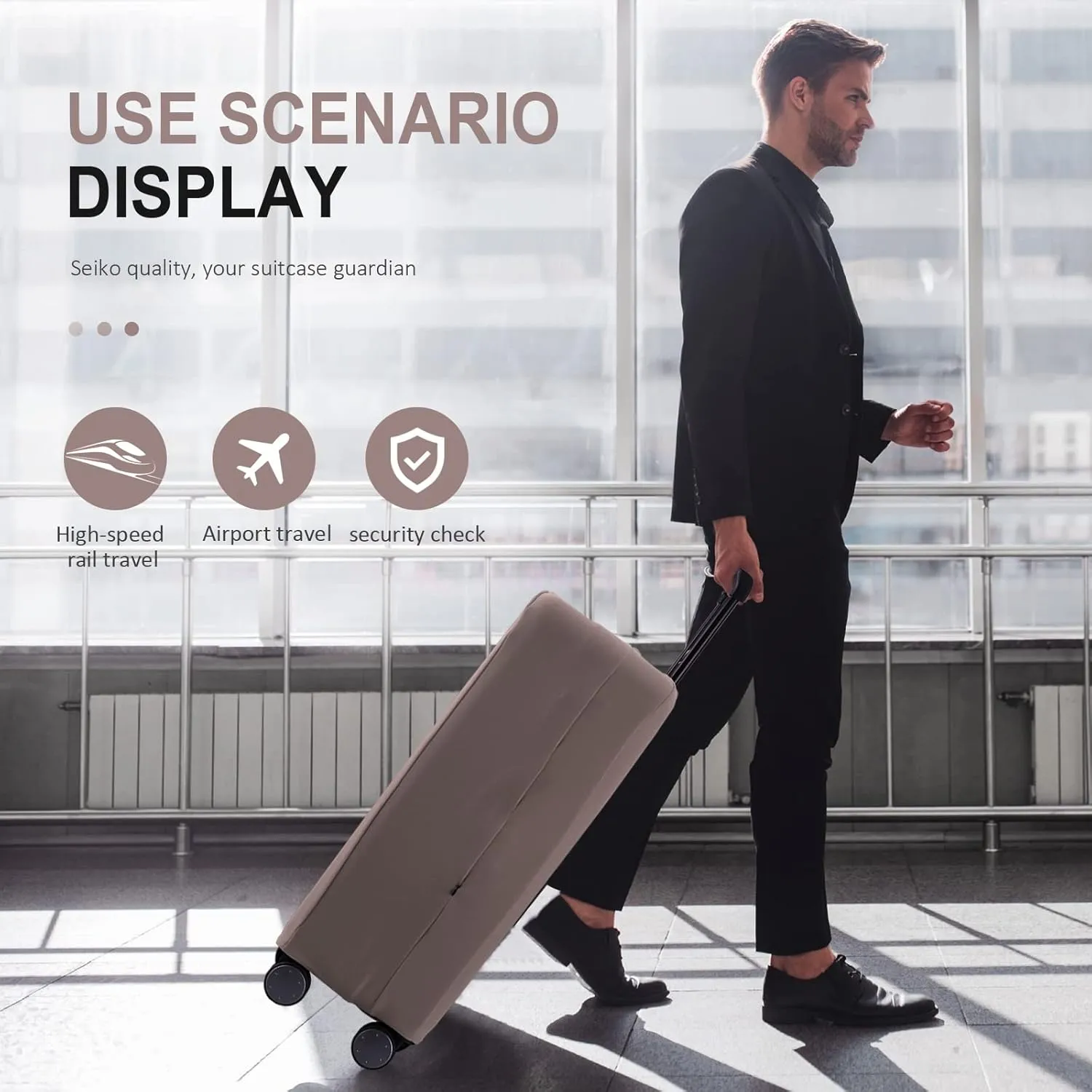 Travel Luggage Cover Suitcase Protector Scratch-Resistant Fit 19-31 Inch Suitcase, Not Included Suitcase (Khaki, 2XL(30-31 inch))