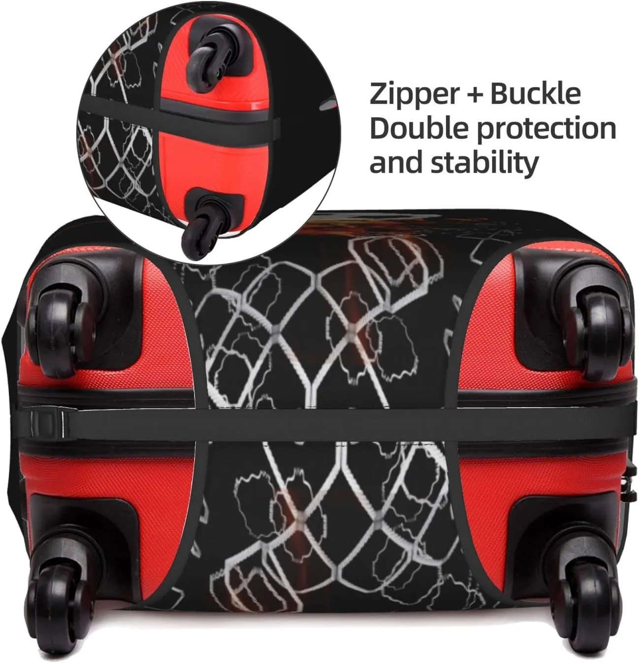 Travel Luggage Cover Suitcase Protector, Soccer Football Ball Breaking Nets Thickened Washable Elastic Anti-scratch Baggage Cover with Concealed Zipper for Wheeled Suitcase Fits 22-24 Inch Luggage