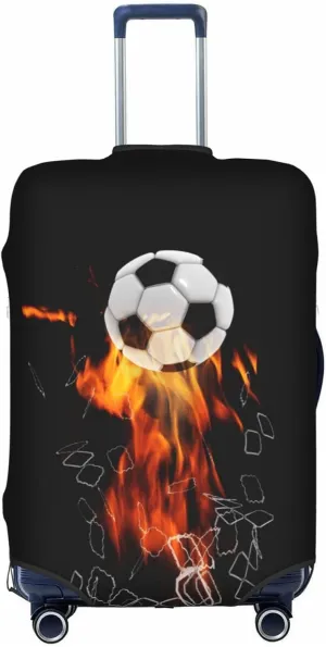 Travel Luggage Cover Suitcase Protector, Soccer Football Ball Breaking Nets Thickened Washable Elastic Anti-scratch Baggage Cover with Concealed Zipper for Wheeled Suitcase Fits 22-24 Inch Luggage