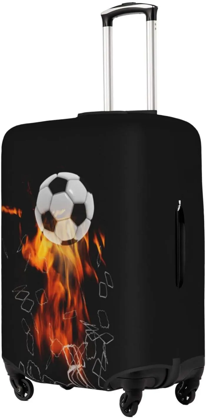 Travel Luggage Cover Suitcase Protector, Soccer Football Ball Breaking Nets Thickened Washable Elastic Anti-scratch Baggage Cover with Concealed Zipper for Wheeled Suitcase Fits 22-24 Inch Luggage
