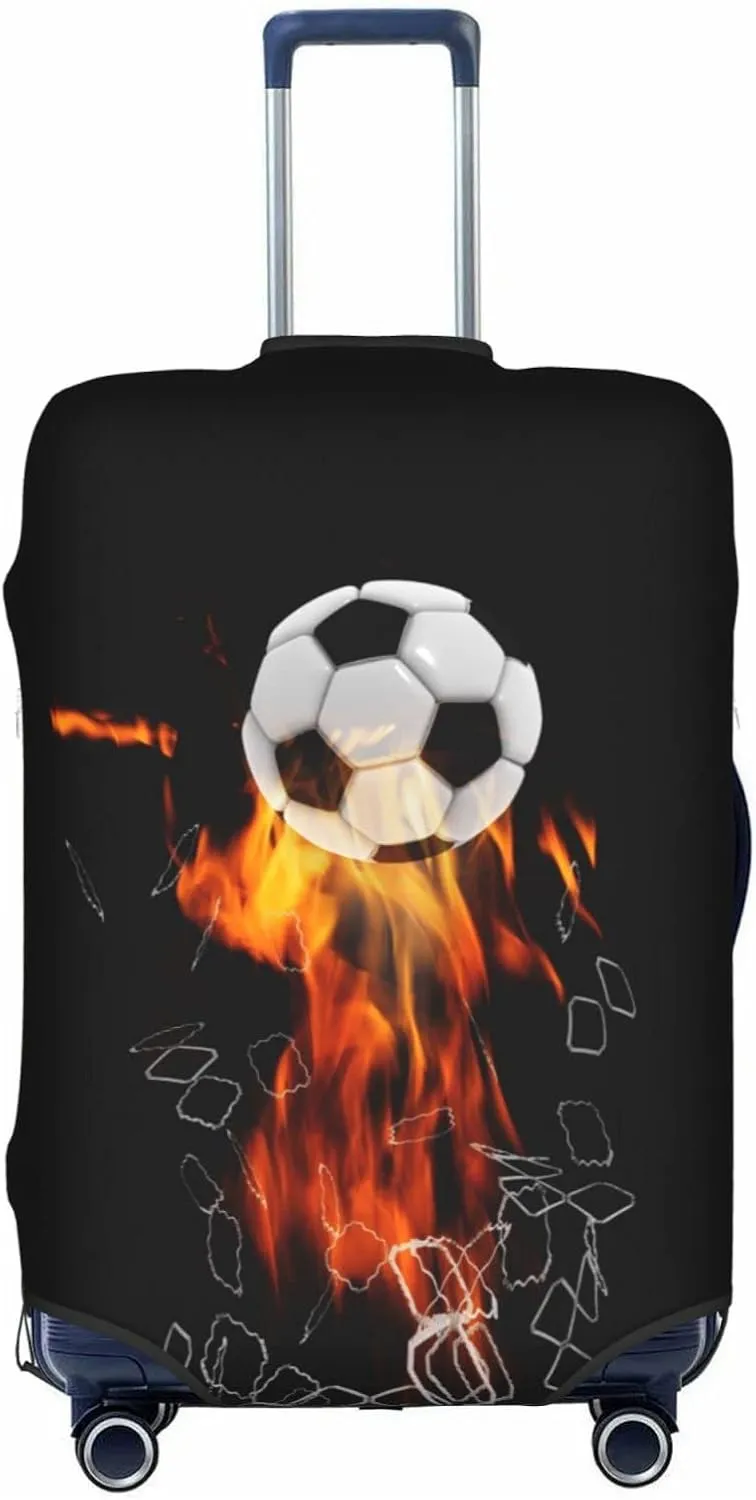 Travel Luggage Cover Suitcase Protector, Soccer Football Ball Breaking Nets Thickened Washable Elastic Anti-scratch Baggage Cover with Concealed Zipper for Wheeled Suitcase Fits 22-24 Inch Luggage