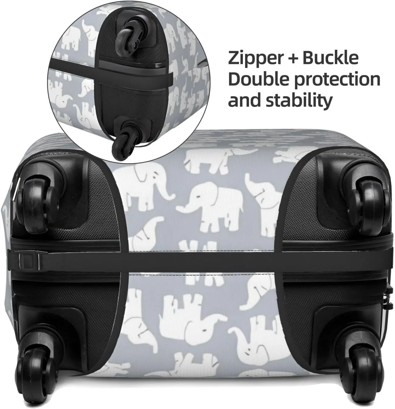 Travel Luggage Cover Suitcase Stretch Washable Baby Elephants Suitcase Protector Bag,Anti-Scratch Double-Sided Baggage Covers,X-Large