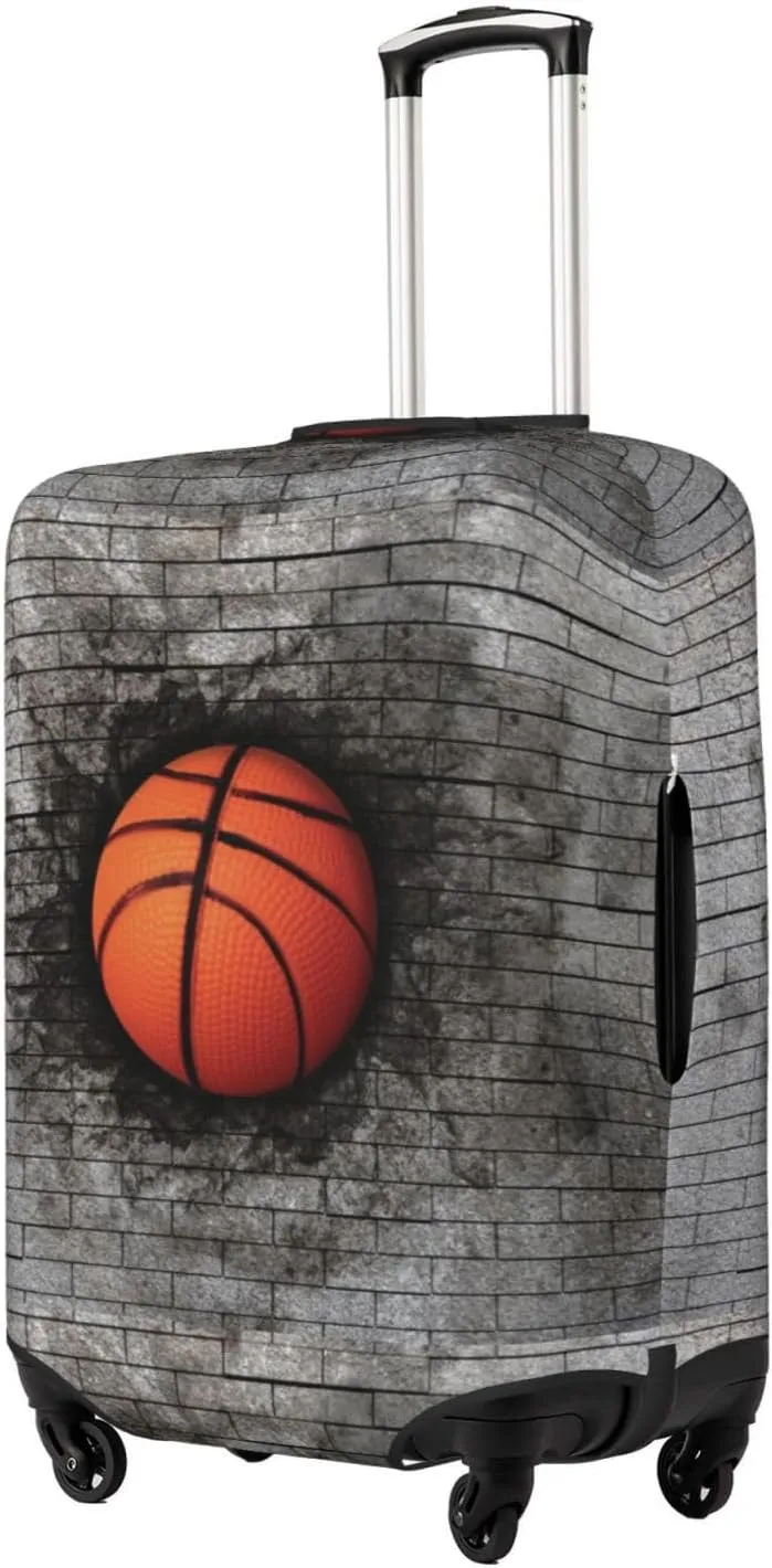 Travel Luggage Cover Suitcase Stretch Washable Basketball In Brick Wall Suitcase Protector Bag,Dust-Proof With Zipper Closure Baggage Covers,Medium