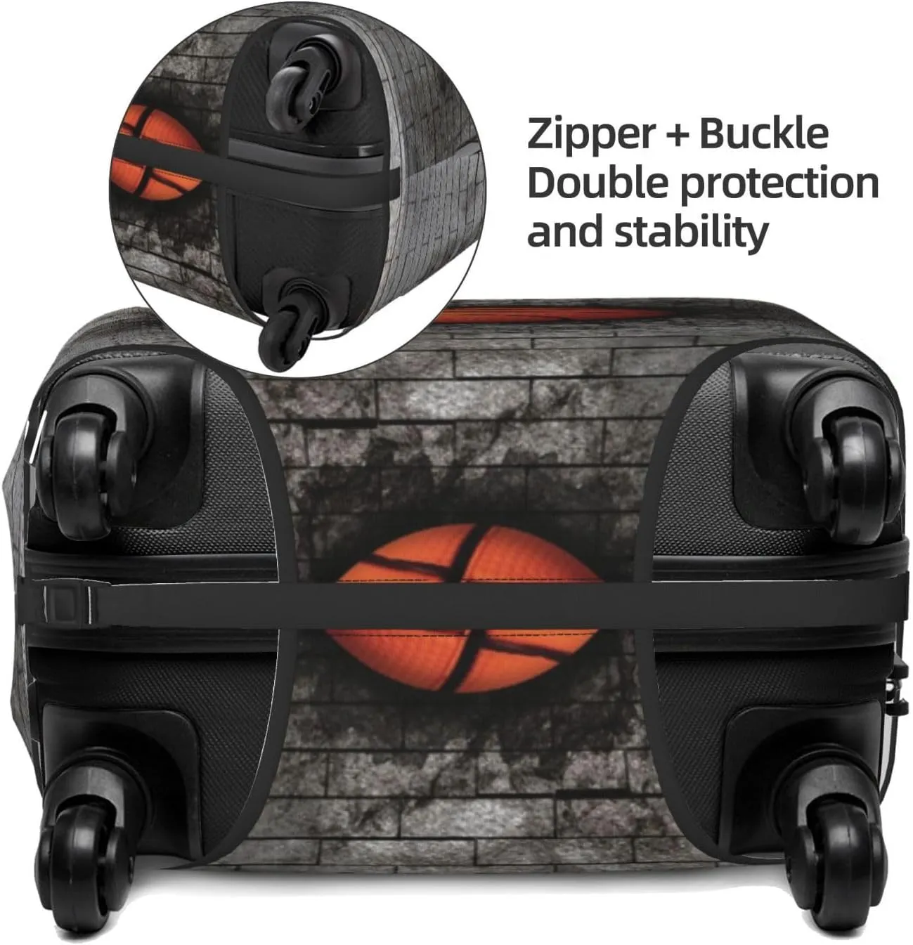 Travel Luggage Cover Suitcase Stretch Washable Basketball In Brick Wall Suitcase Protector Bag,Dust-Proof With Zipper Closure Baggage Covers,Medium