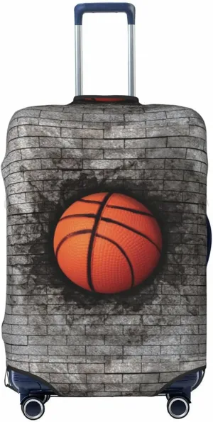 Travel Luggage Cover Suitcase Stretch Washable Basketball In Brick Wall Suitcase Protector Bag,Dust-Proof With Zipper Closure Baggage Covers,Medium