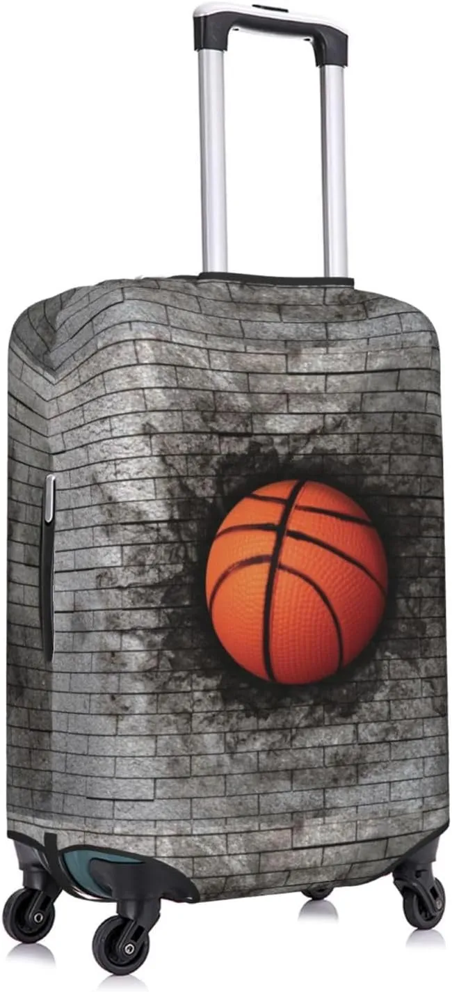 Travel Luggage Cover Suitcase Stretch Washable Basketball In Brick Wall Suitcase Protector Bag,Dust-Proof With Zipper Closure Baggage Covers,Medium