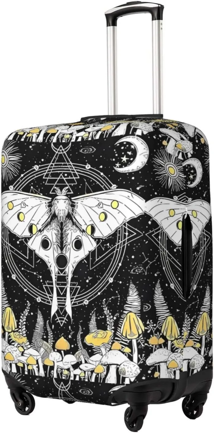 Travel Luggage Cover Suitcase Stretch Washable Butterfly Mushroom Suitcase Protector Bag,Spandex Double-Sided Baggage Covers For Kid Adult,Medium