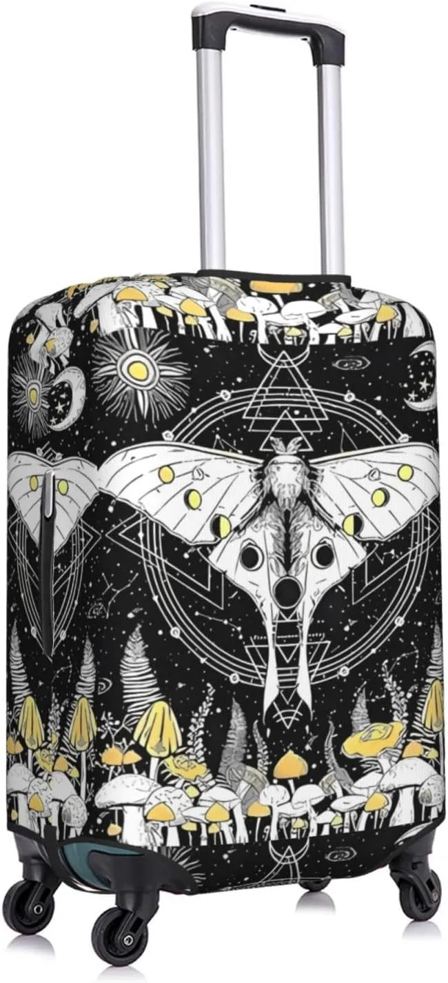 Travel Luggage Cover Suitcase Stretch Washable Butterfly Mushroom Suitcase Protector Bag,Spandex Double-Sided Baggage Covers For Kid Adult,Medium