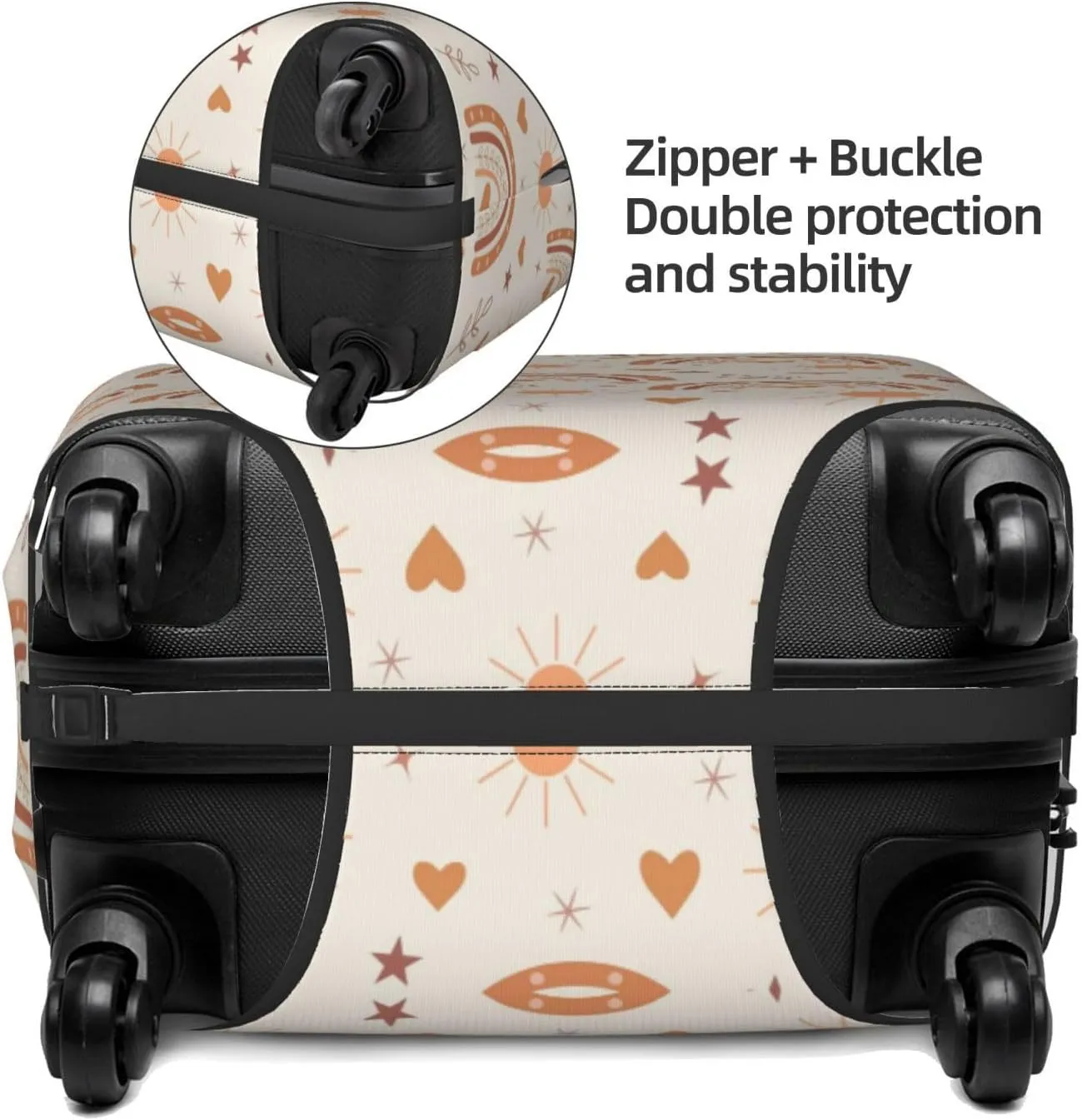 Travel Luggage Cover Suitcase Stretch Washable Cute Boho Rainbow With Sun Hearts Suitcase Protector Bag,Dust-Proof Double-Sided Baggage Covers,X-Large