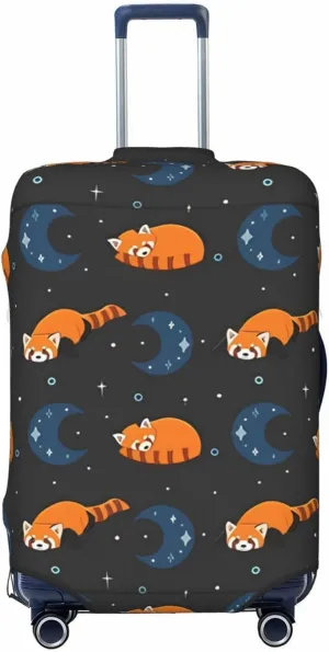 Travel Luggage Cover Suitcase Stretch Washable Cute Red Panda And Moon Suitcase Protector Bag,Anti-Scratch Double-Sided Baggage Covers,X-Large