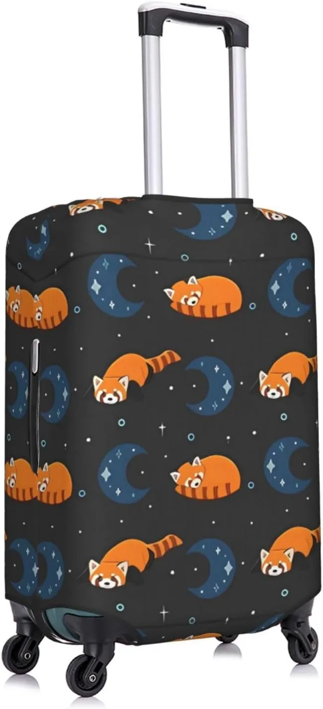 Travel Luggage Cover Suitcase Stretch Washable Cute Red Panda And Moon Suitcase Protector Bag,Anti-Scratch Double-Sided Baggage Covers,X-Large