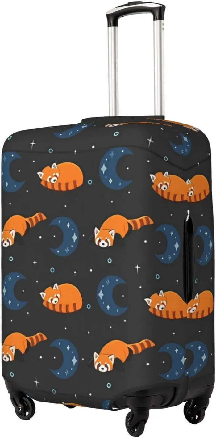 Travel Luggage Cover Suitcase Stretch Washable Cute Red Panda And Moon Suitcase Protector Bag,Anti-Scratch Double-Sided Baggage Covers,X-Large