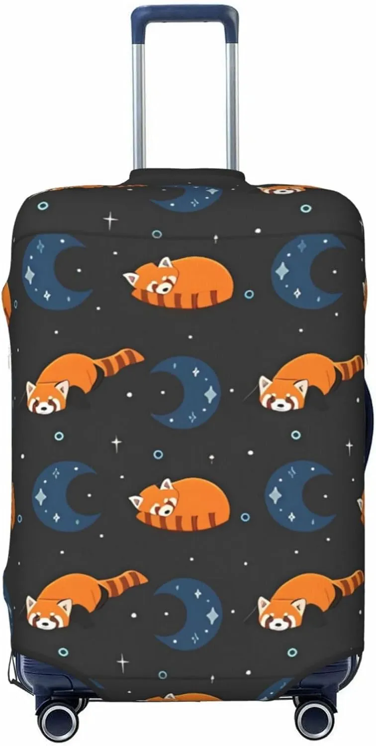 Travel Luggage Cover Suitcase Stretch Washable Cute Red Panda And Moon Suitcase Protector Bag,Anti-Scratch Double-Sided Baggage Covers,X-Large