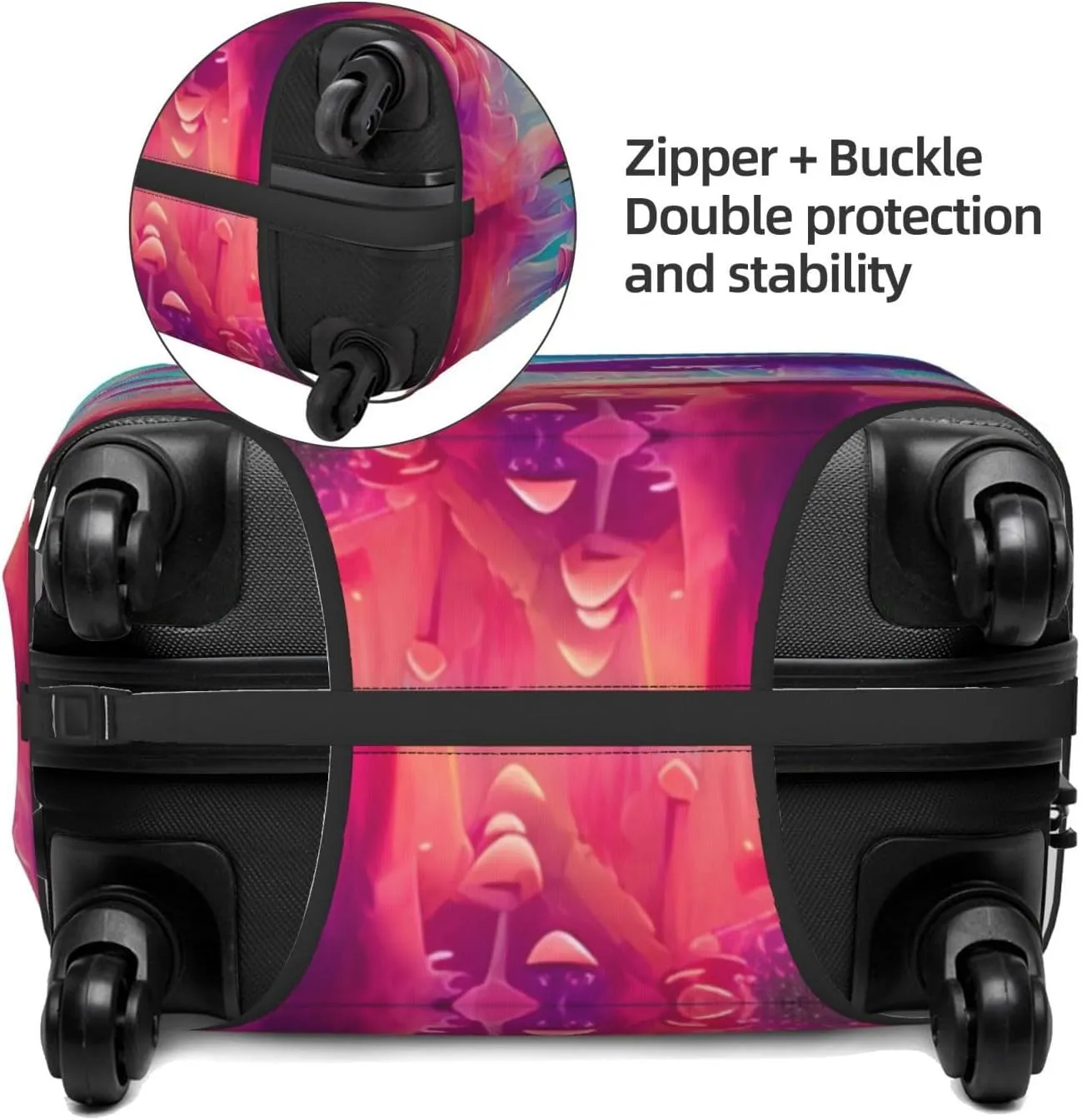 Travel Luggage Cover Suitcase Stretch Washable Glowing Forest Mushrooms Psychedelic 2 Suitcase Protector Bag,Anti-Scratch Baggage Covers,Medium