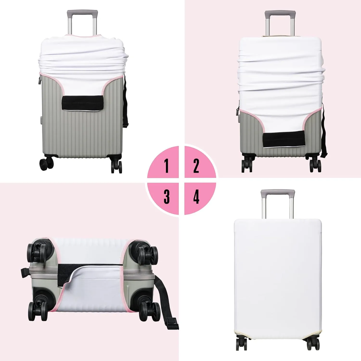 Travel Suitcase Cover Protector - Fits 18-32 Inch Luggage, Wheel Covers, Patterned Travel Items, Flower Design, Elastic Anti-Scratch Protector, Size S