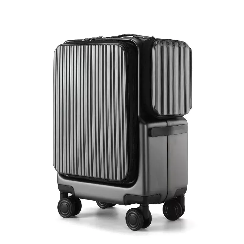 Travel Suitcase - Front Opening Laptop Boarding Case with USB Charging