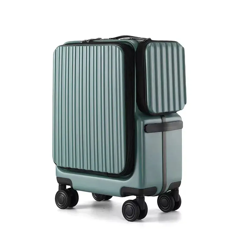 Travel Suitcase - Front Opening Laptop Boarding Case with USB Charging