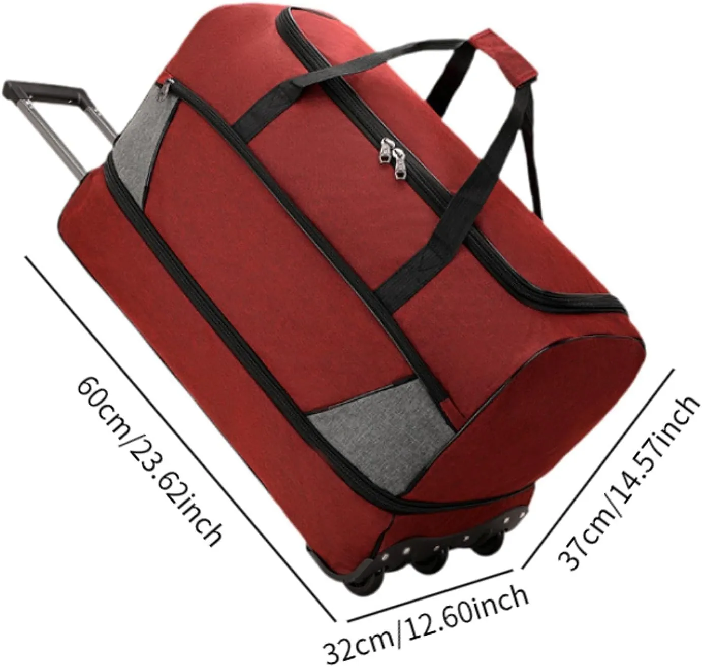 Travel Trolley Duffel Bag with Wheels for Men And Women, Red, M