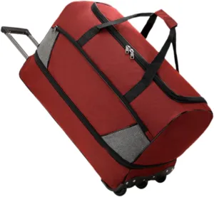Travel Trolley Duffel Bag with Wheels for Men And Women, Red, M