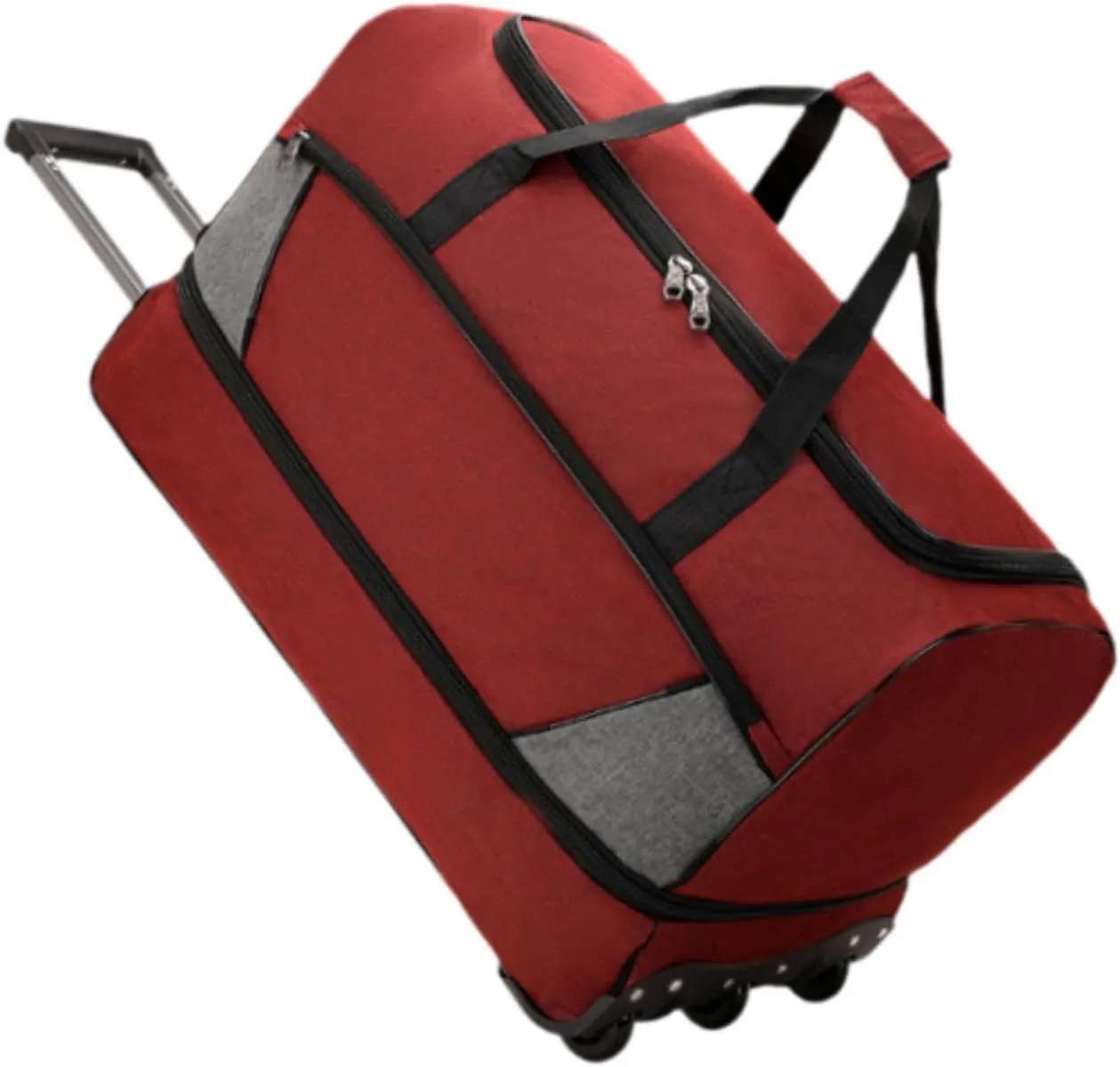 Travel Trolley Duffel Bag with Wheels for Men And Women, Red, M