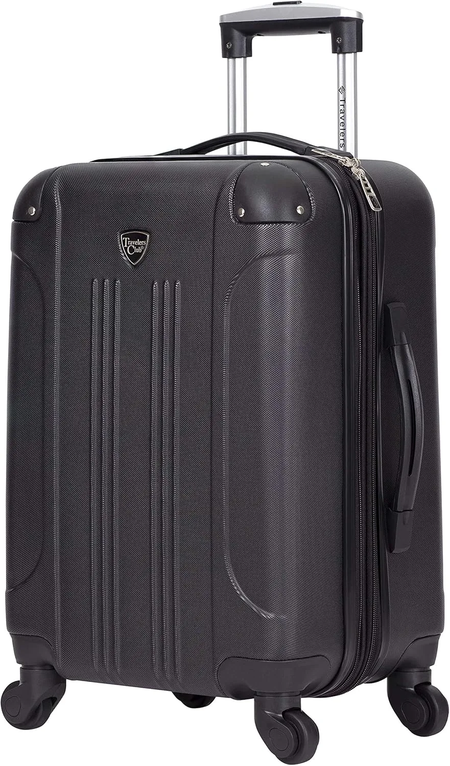 Travelers Club Chicago Hardside Expandable Spinner Luggage, Black, 3 Piece Set