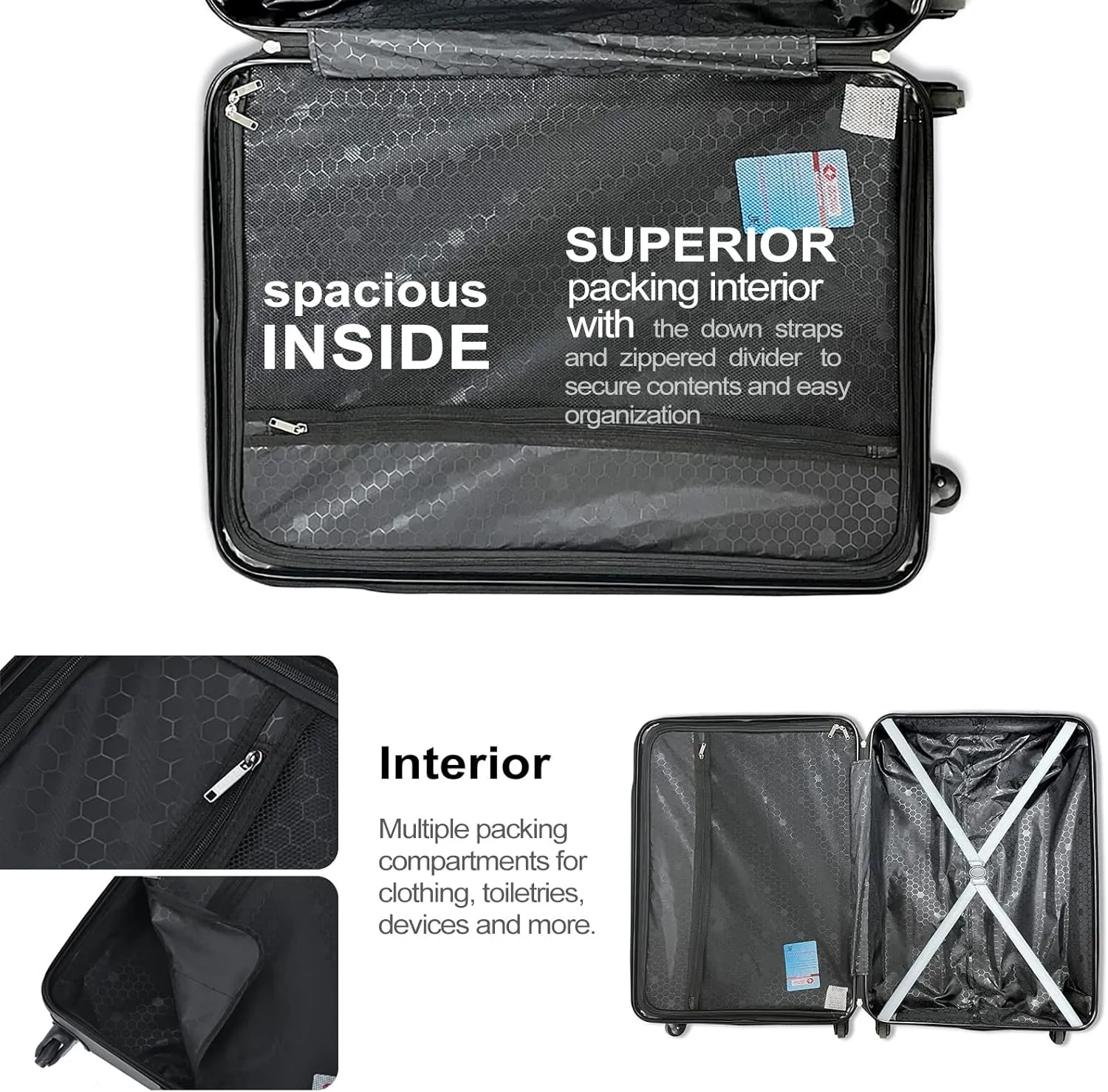 Travelhouse Hardshell Luggage Set with Expandable,3 Piece Hardside Suitcases with Spinner Wheel,Lightweight Carry-on luggage set with TSA lock…