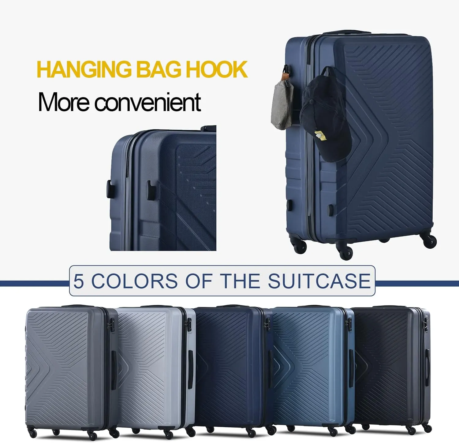 Travelhouse Hardshell Luggage Set with Expandable,3 Piece Hardside Suitcases with Spinner Wheel,Lightweight Carry-on luggage set with TSA lock…