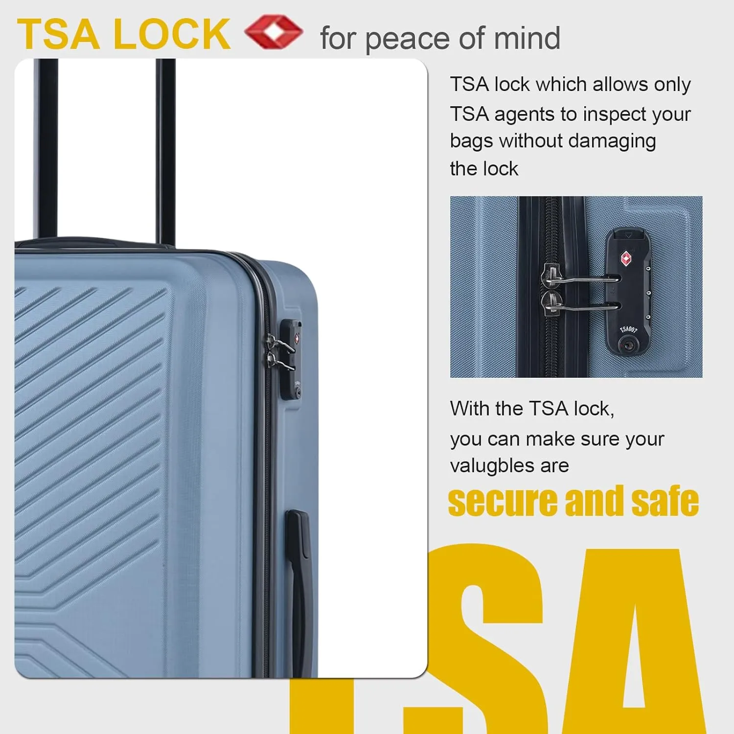 Travelhouse Hardshell Luggage Set with Expandable,3 Piece Hardside Suitcases with Spinner Wheel,Lightweight Carry-on luggage set with TSA lock…