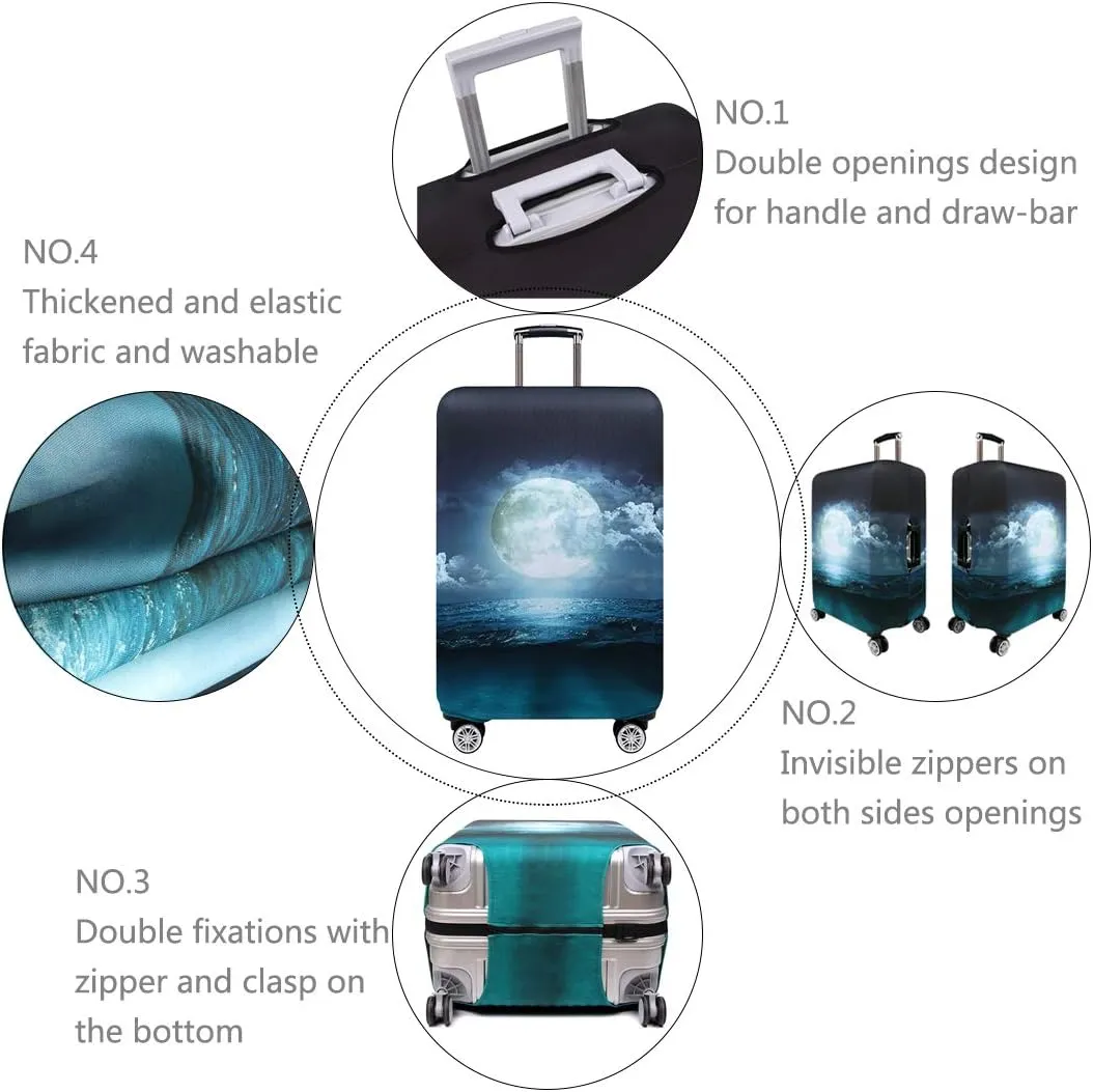 TRAVELKIN Travel Elastic Spandex Suitcase Protector Case, 18/24/28/32 Inch Suitcase Protective Cover, Thickened and Washable Luggage Cover (XL(29"-32" luggage), Moonlight)
