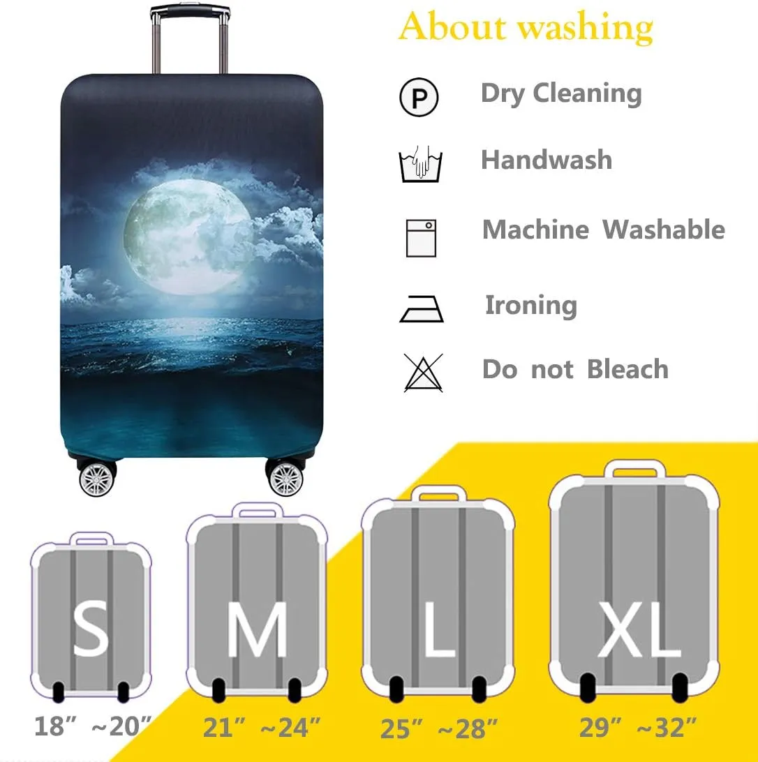 TRAVELKIN Travel Elastic Spandex Suitcase Protector Case, 18/24/28/32 Inch Suitcase Protective Cover, Thickened and Washable Luggage Cover (XL(29"-32" luggage), Moonlight)