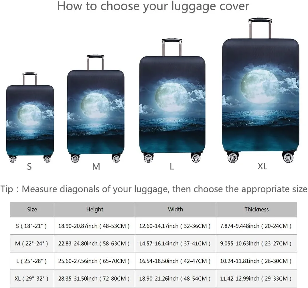 TRAVELKIN Travel Elastic Spandex Suitcase Protector Case, 18/24/28/32 Inch Suitcase Protective Cover, Thickened and Washable Luggage Cover (XL(29"-32" luggage), Moonlight)