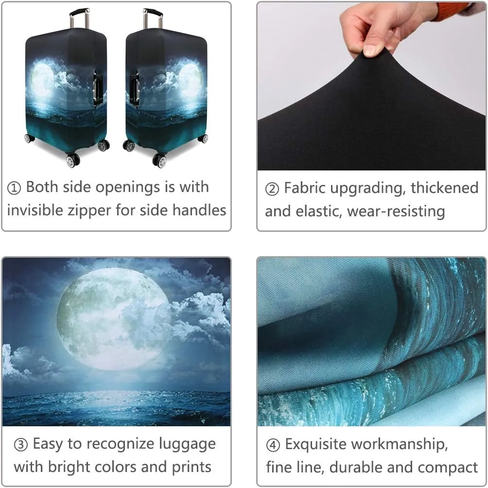 TRAVELKIN Travel Elastic Spandex Suitcase Protector Case, 18/24/28/32 Inch Suitcase Protective Cover, Thickened and Washable Luggage Cover (XL(29"-32" luggage), Moonlight)