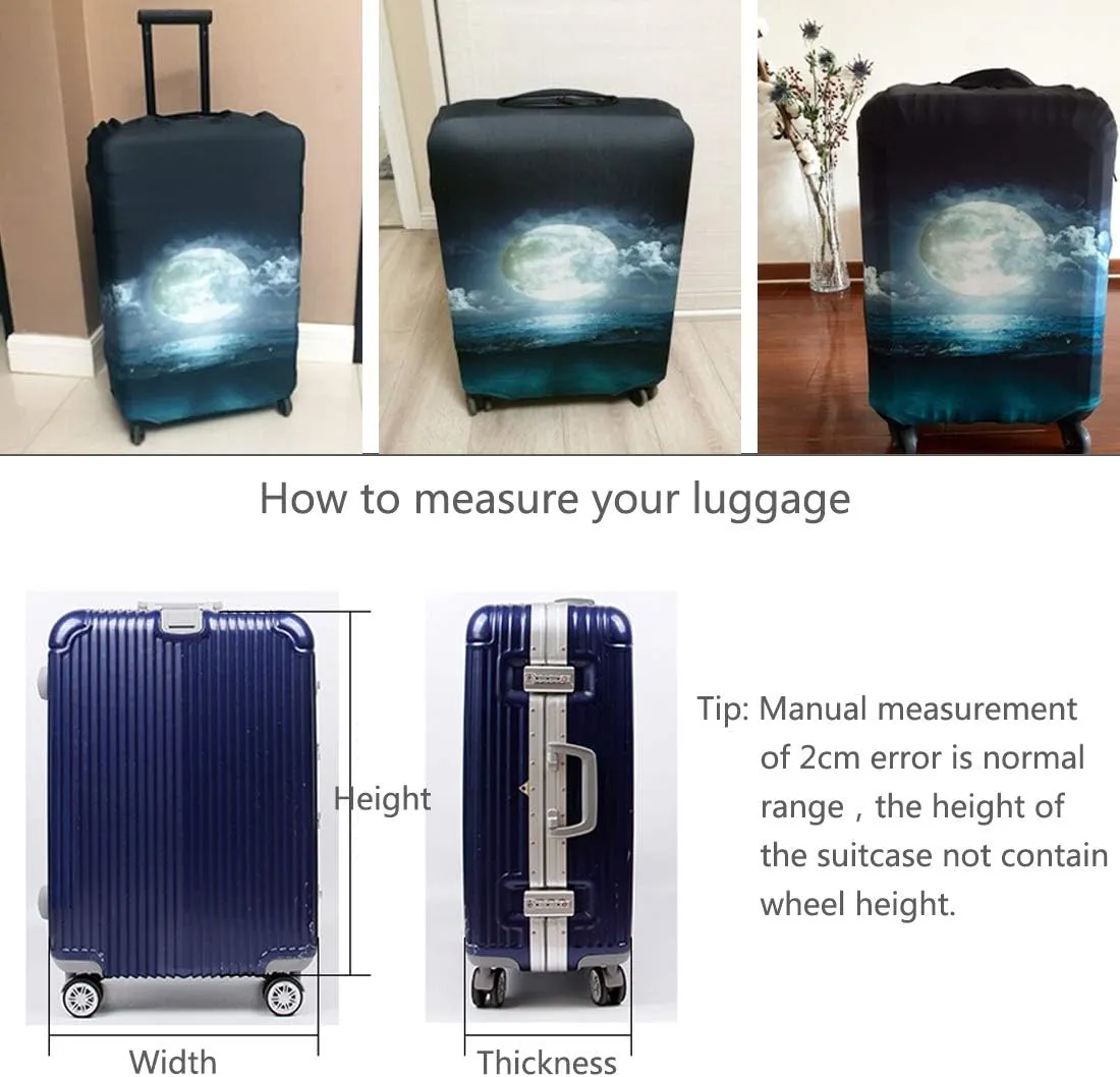 TRAVELKIN Travel Elastic Spandex Suitcase Protector Case, 18/24/28/32 Inch Suitcase Protective Cover, Thickened and Washable Luggage Cover (XL(29"-32" luggage), Moonlight)